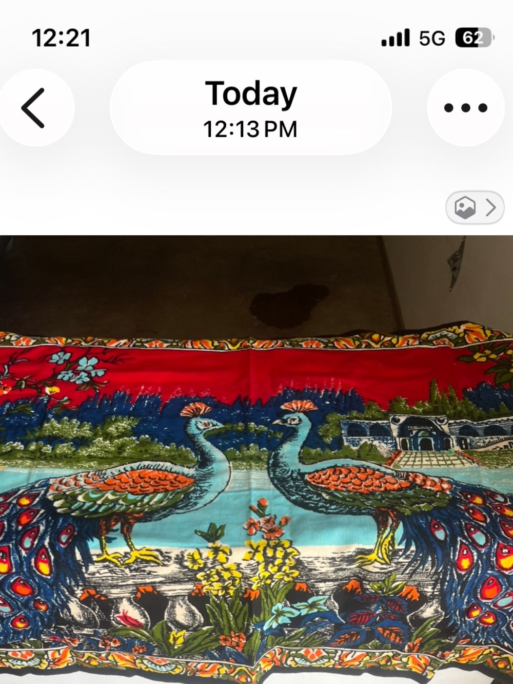 Vintage 1970’s Vibrant Peacock Tapestry - Red & Turquoise
